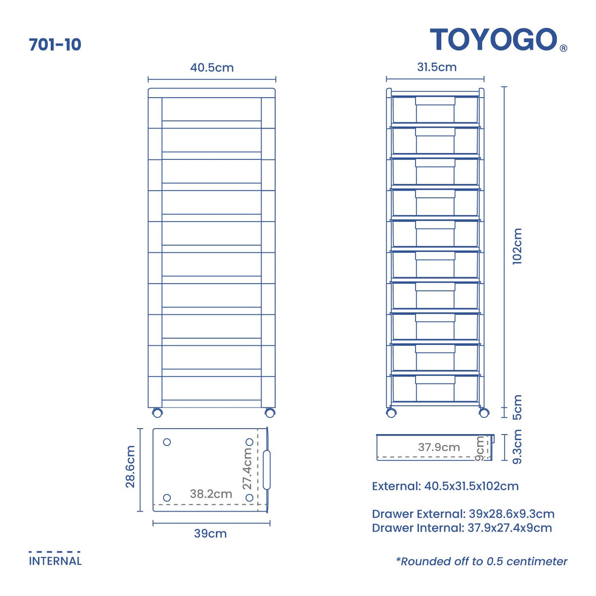 10 TIER DOC. DRAWER W/WHL (701-10) | TOYOGO Singapore – TOYOGO