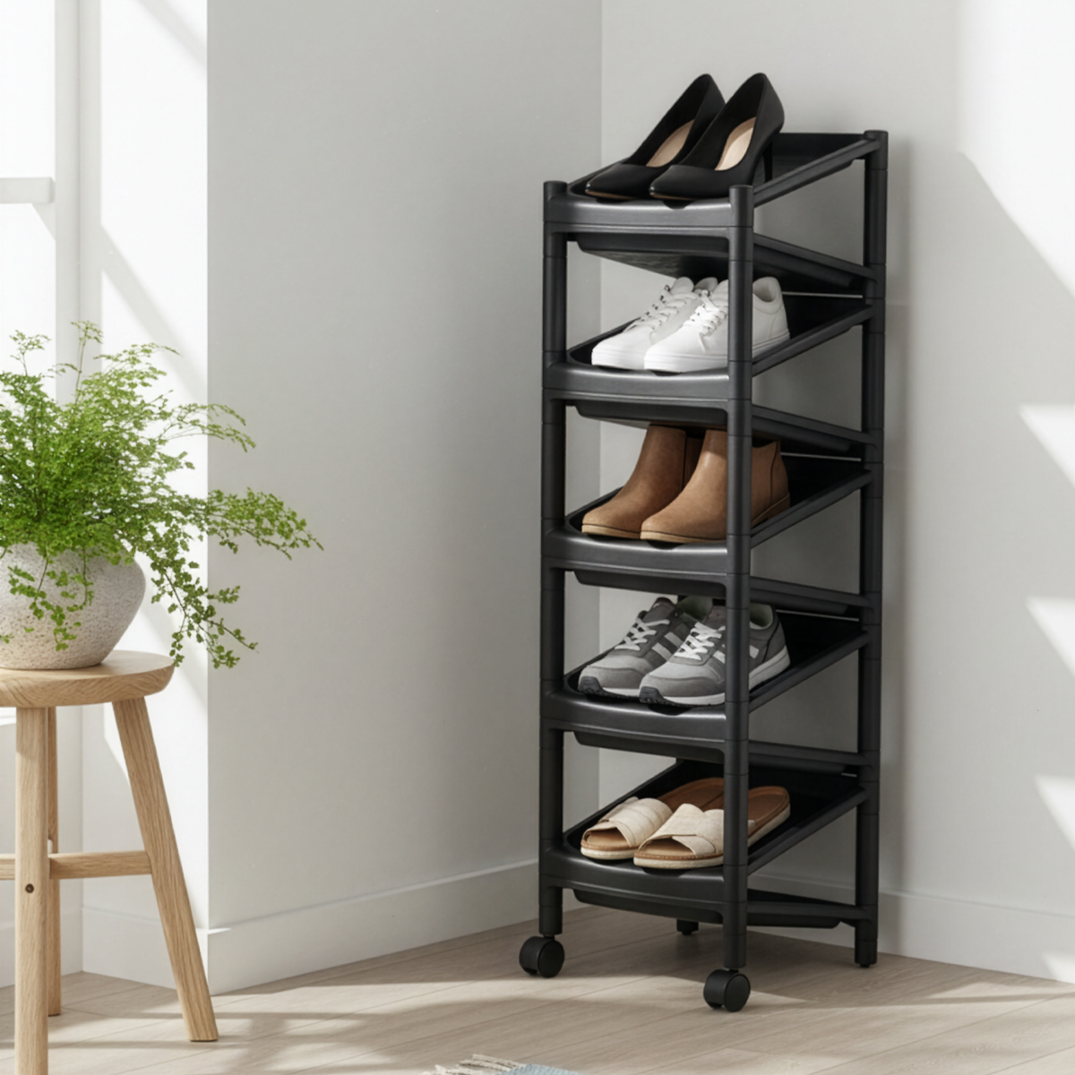 10 TIER SINGLE SHOE RACK W/WHLS (831-10) | TOYOGO Singapore