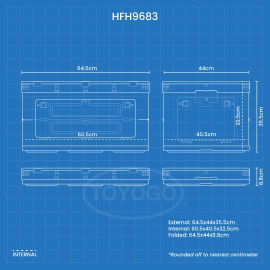 COLLAPSIBLE BOX W/LID L640XW435XH355MM (HFH9683) | TOYOGO