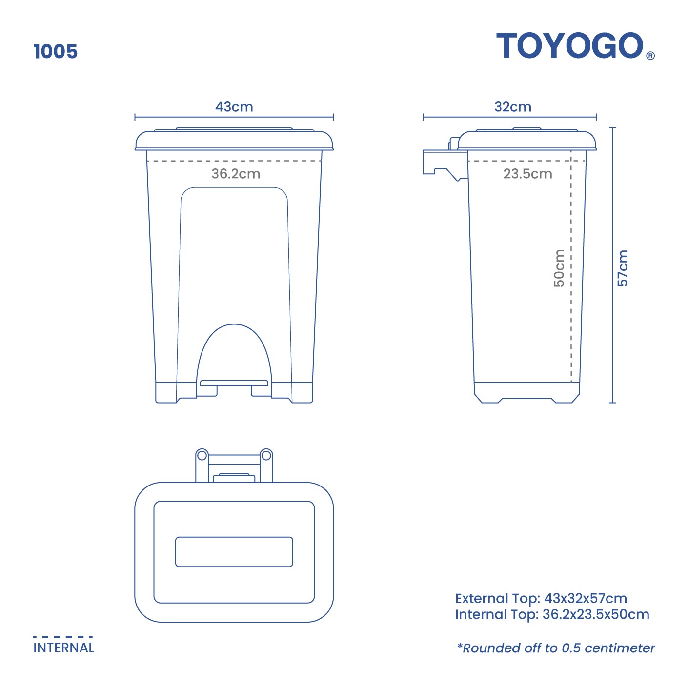 STEP BIN W/HANDLE 35L (1005)