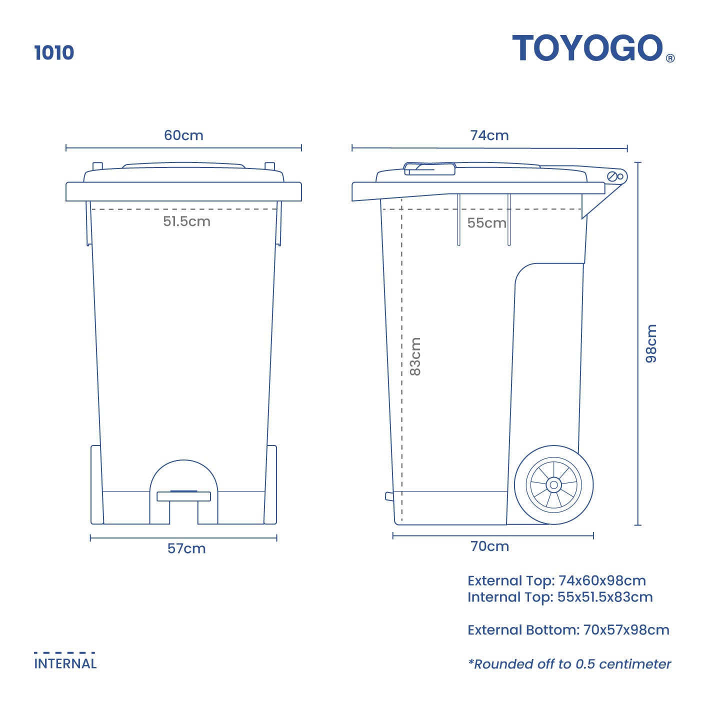 GRANDE RECYCLE STEP BIN W WHL 240L (1010-GRN)