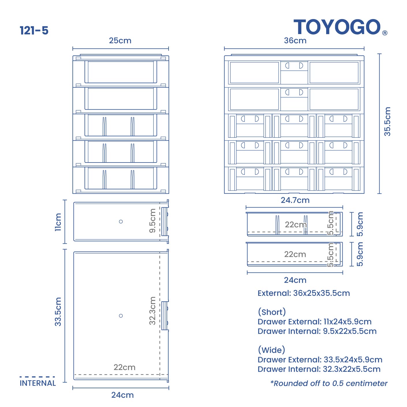 5 TIER H.T DRAWER (121-5)