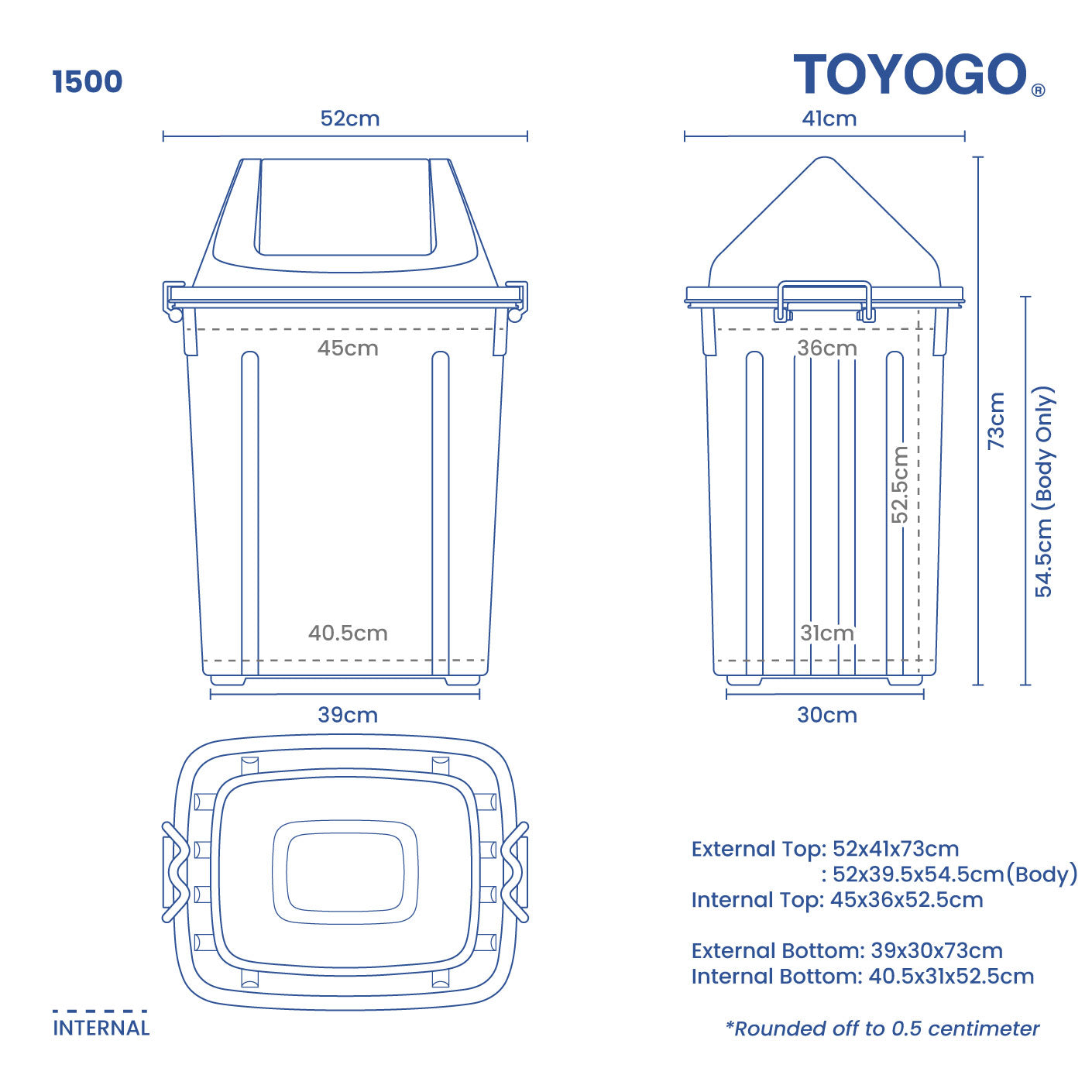 PULITO HEAD SWING DUSTBIN 86L (1500)