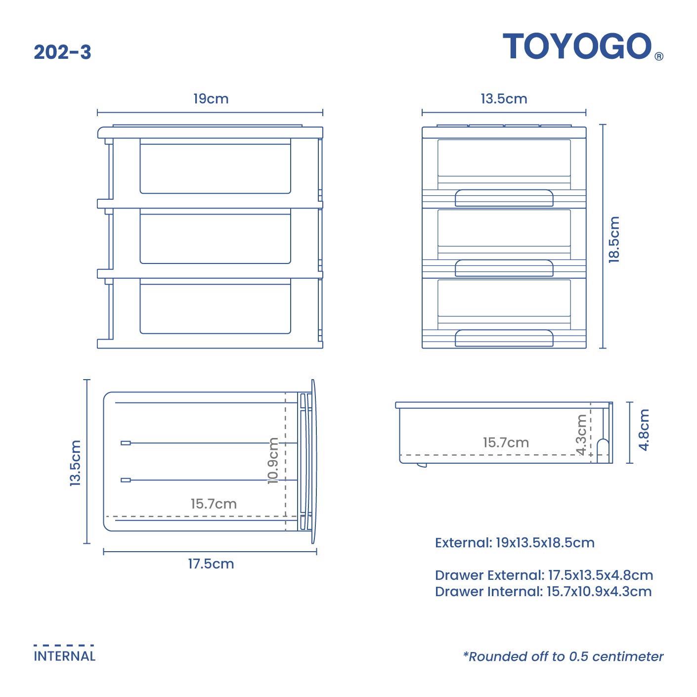COMPATTO 3 TIER MINI DRAWER (202-3)