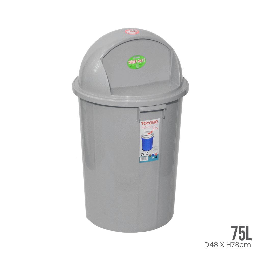 DUSTBIN W PUSH COVER 75L (2100)
