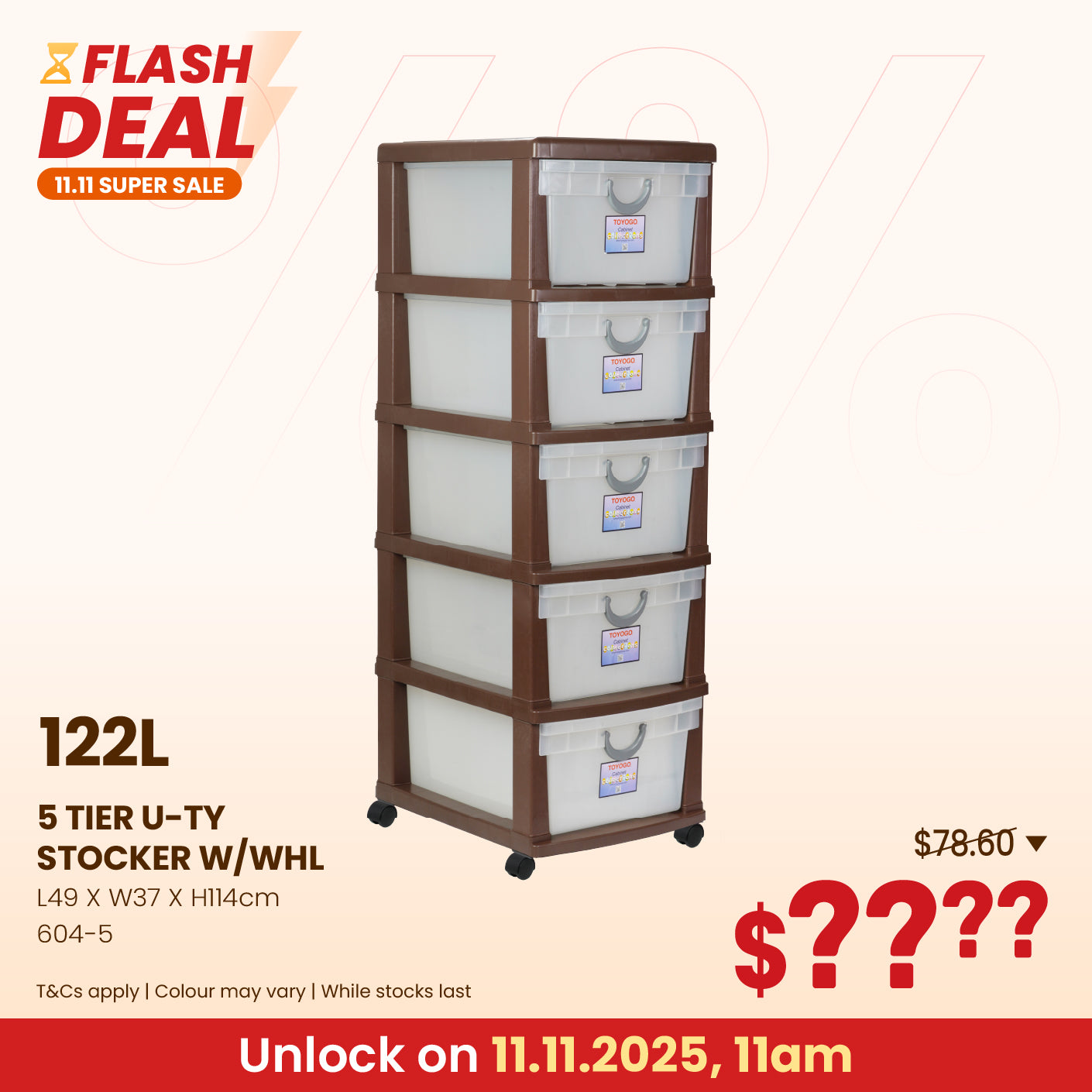 5 TIER U-TY STOCKER W/WHL (604-5)