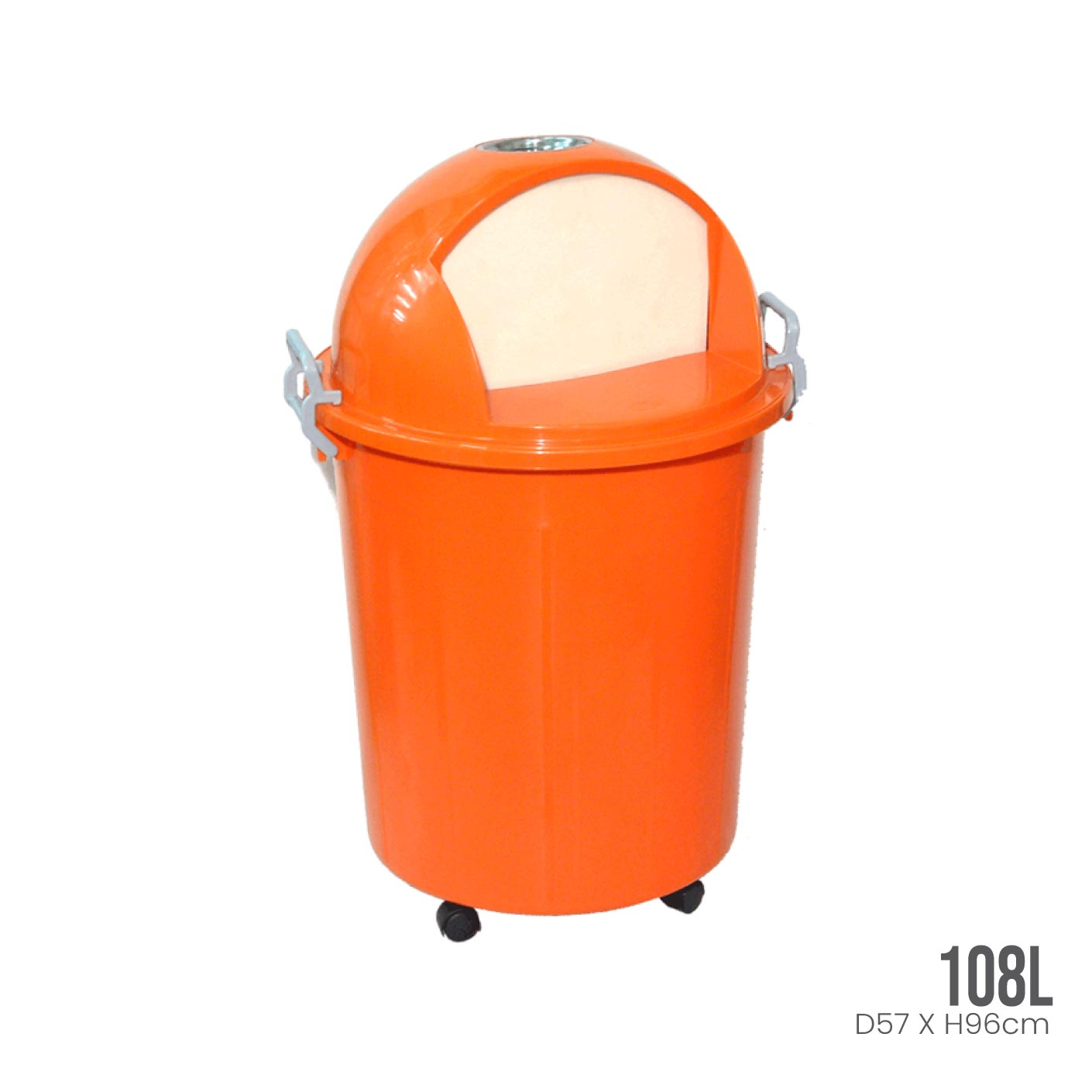108L RECYCLE BIN W PUSH COVER & WHEELS (2500)
