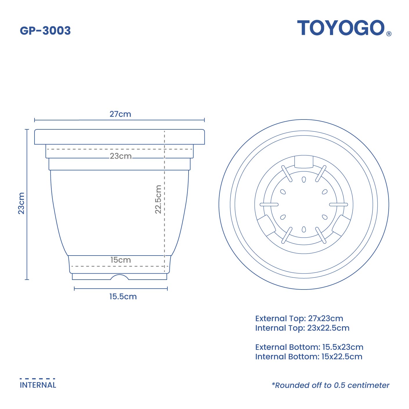 FLOWER POT PLAIN/RD (GP-3003)