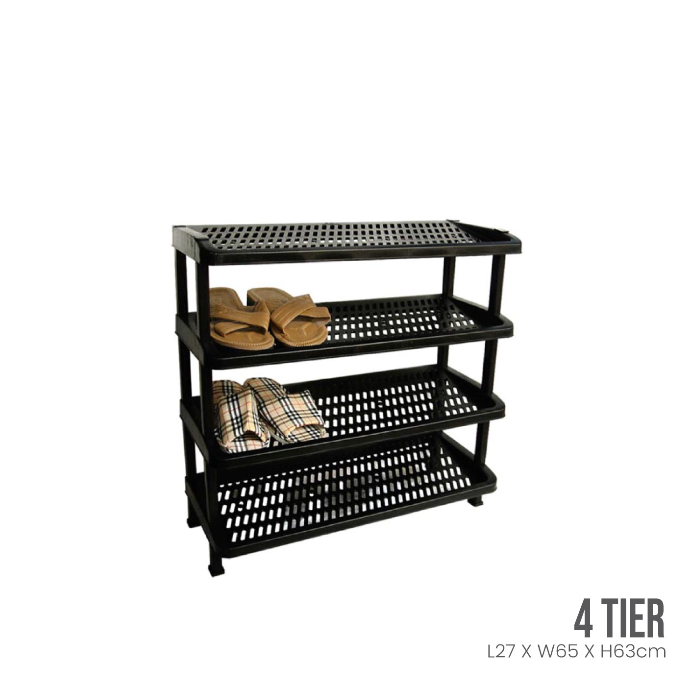 Home Essentials 4-Tier Shoe Rack with Mesh Shelves