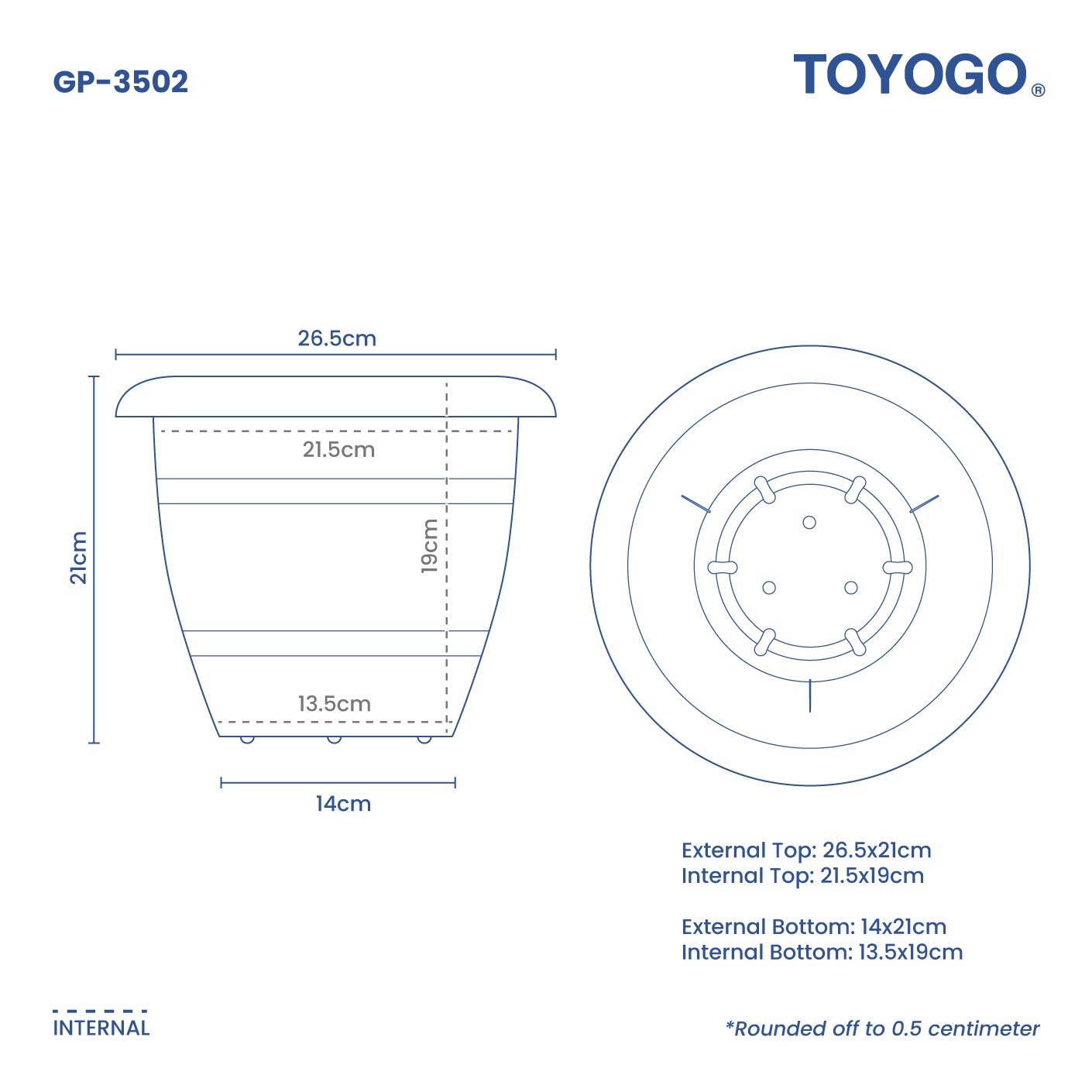 GRAPE RD GARDEN POT - NO.2 (GP3502)