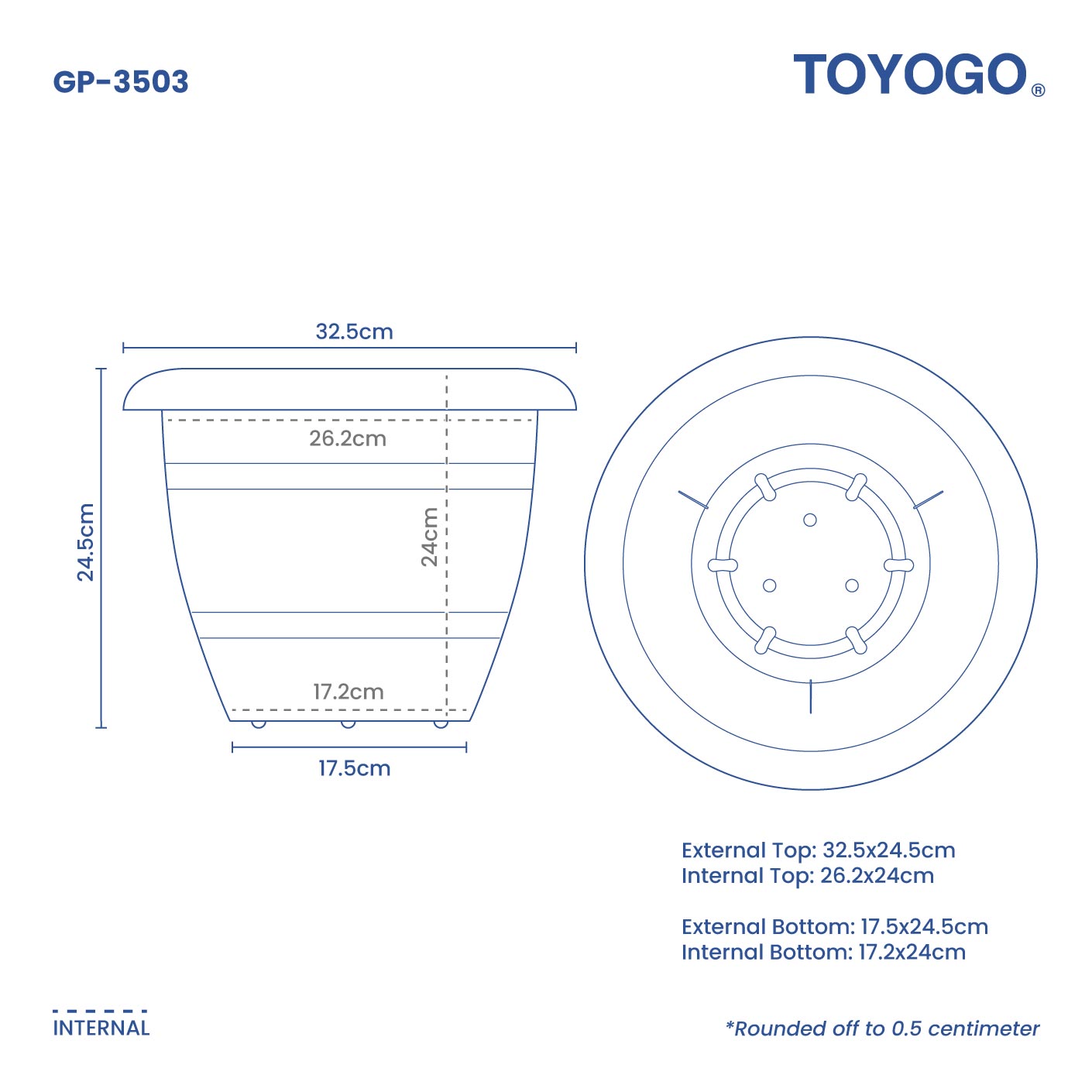 GRAPE RD GARDEN POT - NO.3 (GP3503)