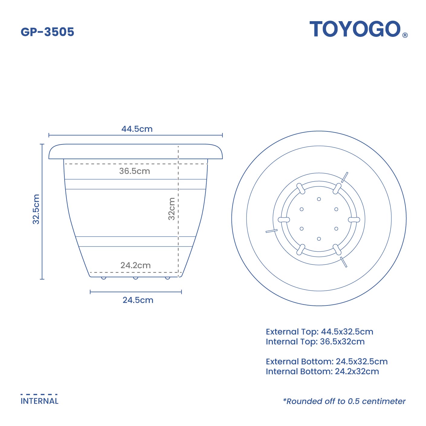 GRAPE RD GARDEN POT - NO.5 (GP3505)