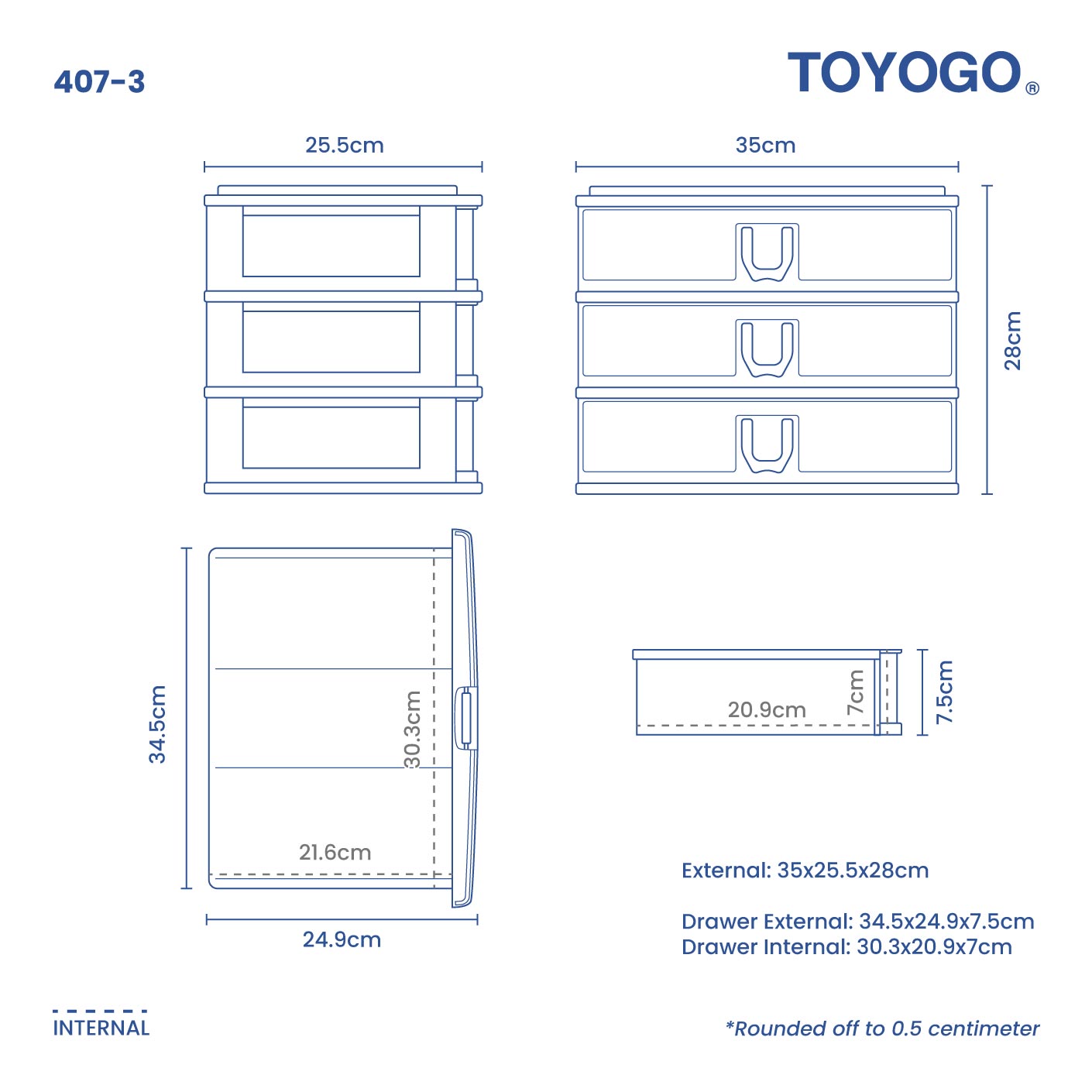 3TIER COLLEGE A4 DRAWER (407-3)