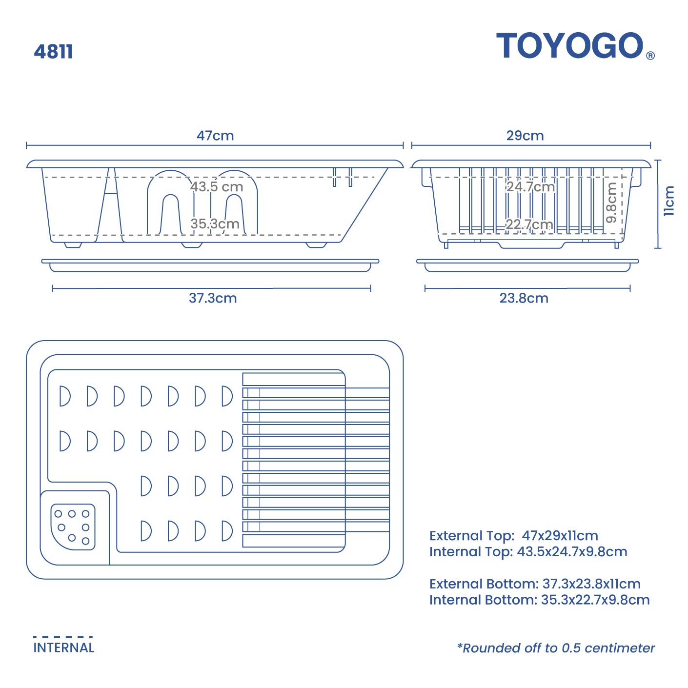 DISH DRAINER W/TRAY (4811-P)