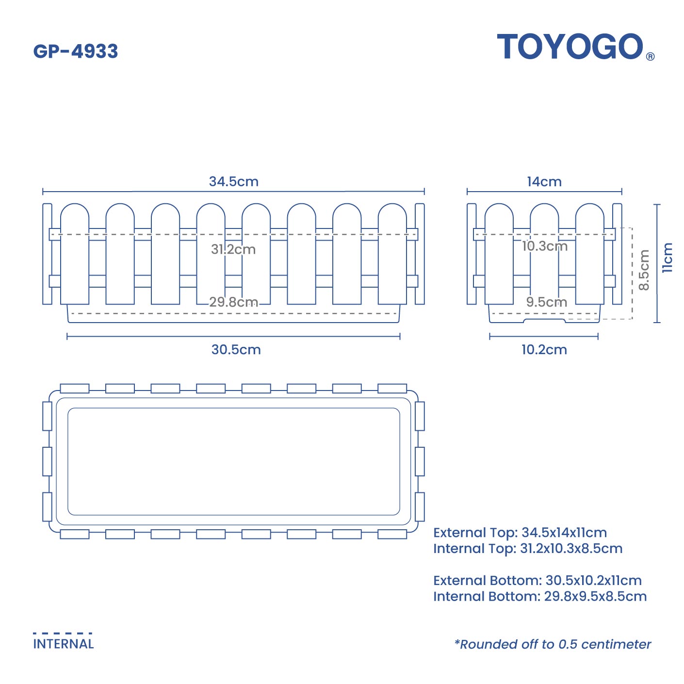 BOKKUSO RECT PLANTER POT (GP4933)
