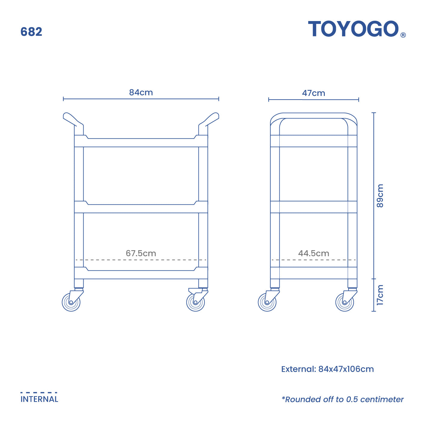 3 TIER CATERING CART W WHLS (682)