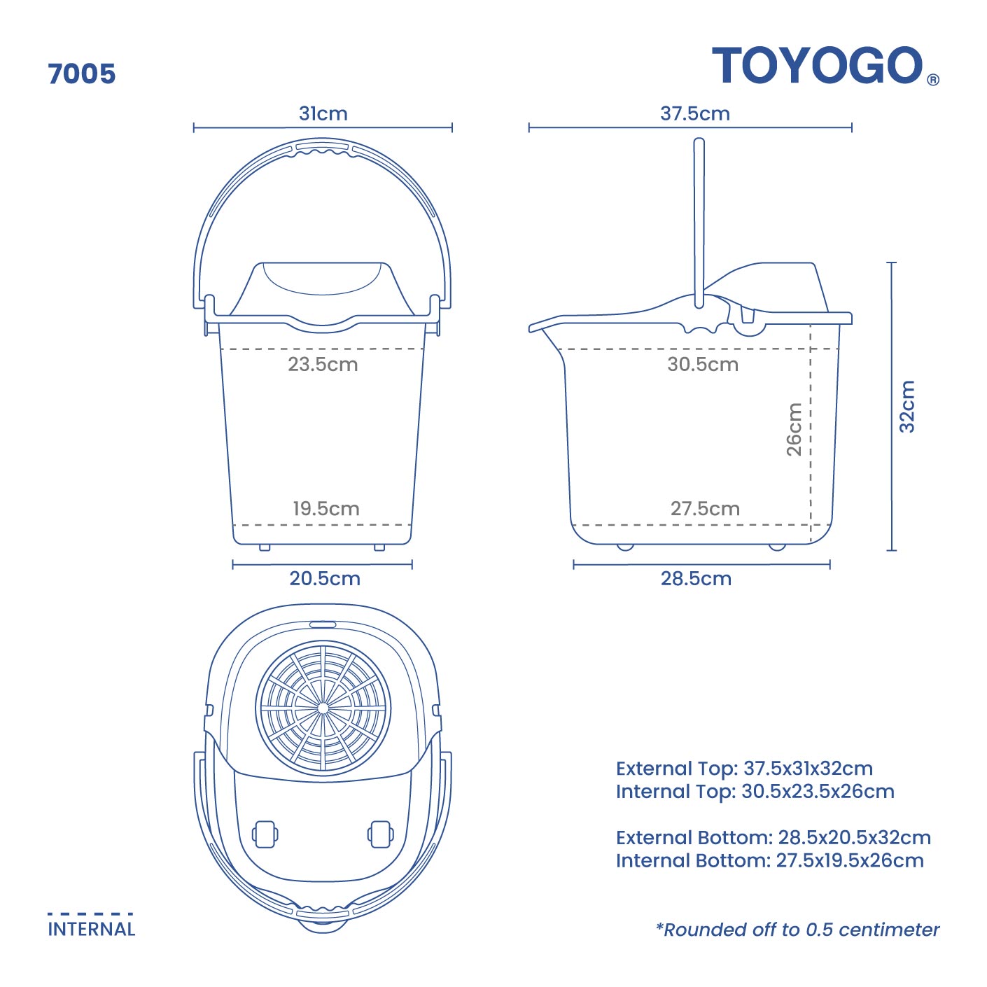MOTON MOPPING PAIL W/WHEELS (7005)