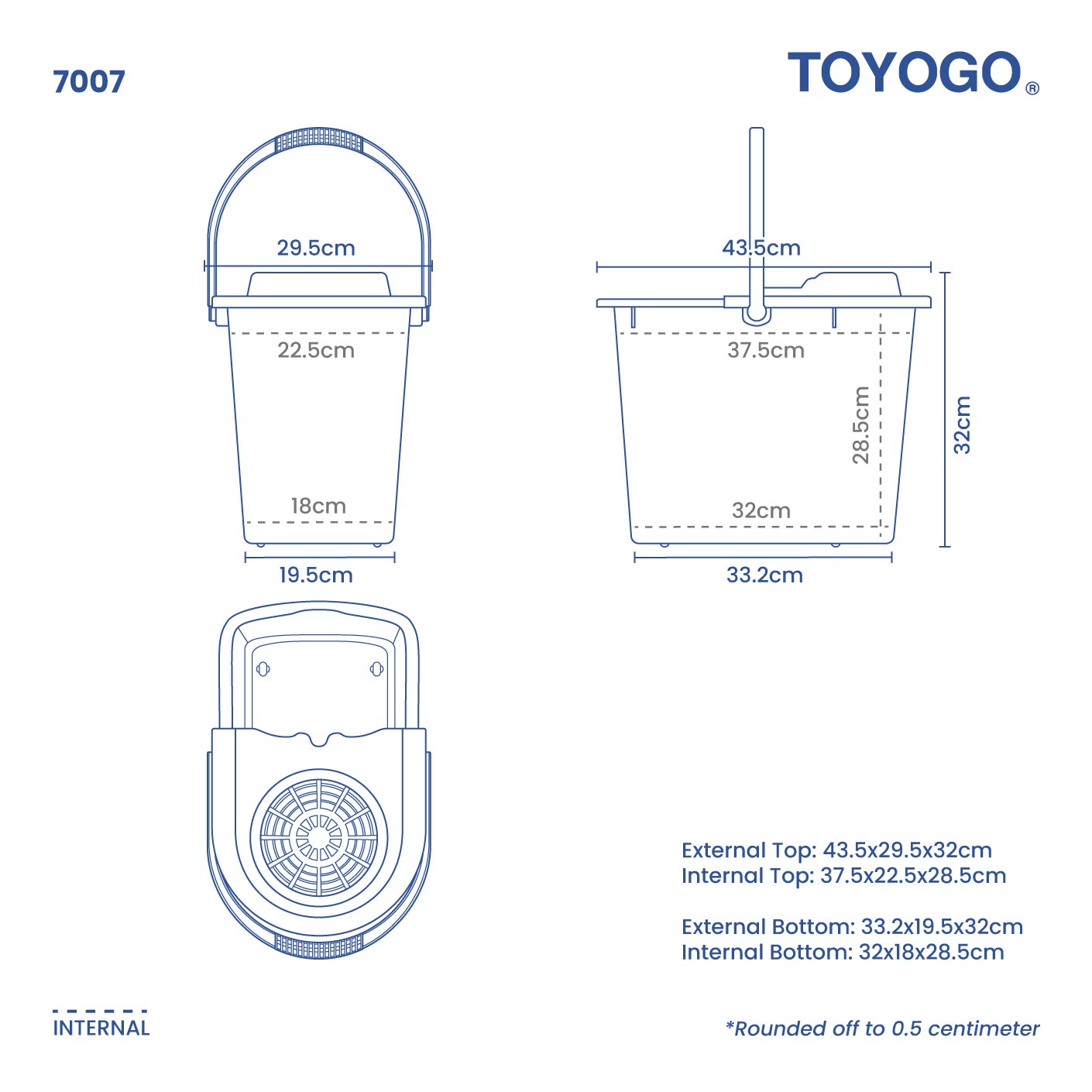 MOPPY PAIL W/WHEELS (M) (7007)