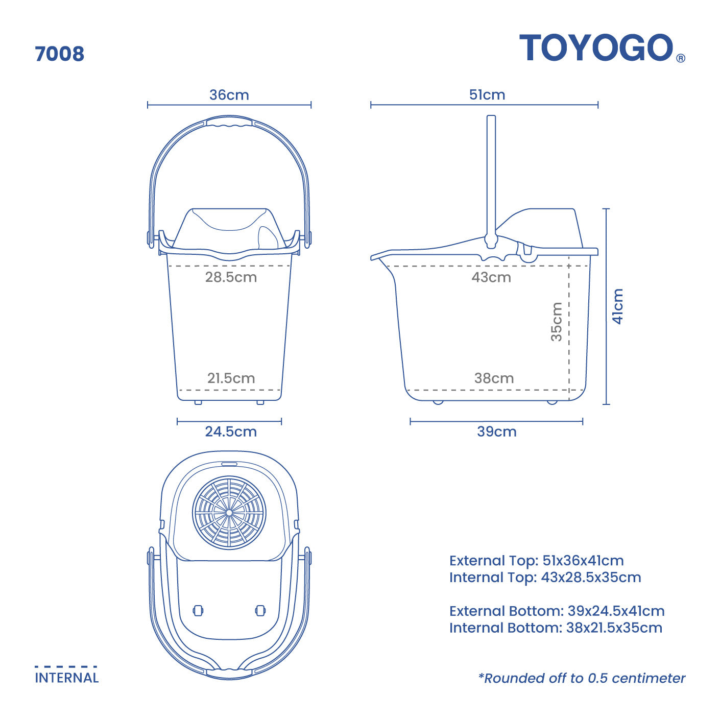 MOTON MOPPING PAIL W/WHEELS (7008)