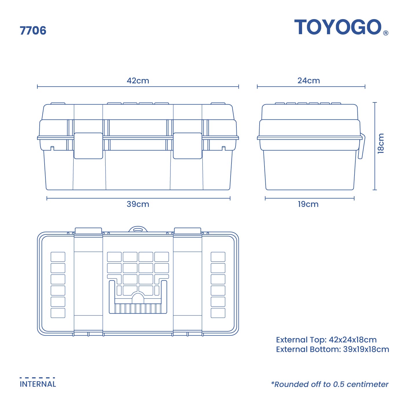 ZIPPY TOOL BOX W/2 LEVEL TRAY (7706)