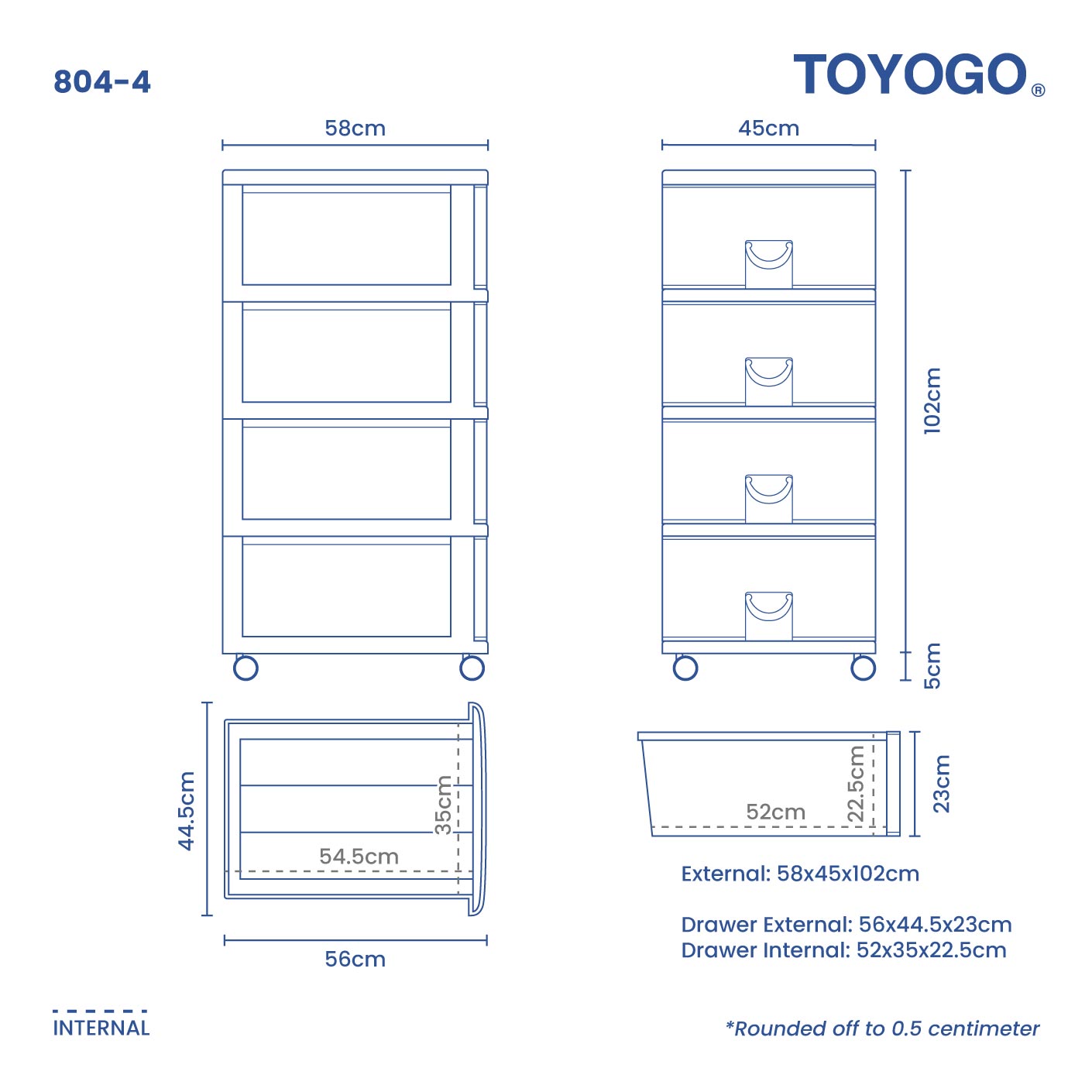 4 TIER BITANIC CABINET W/WHL (804-4)
