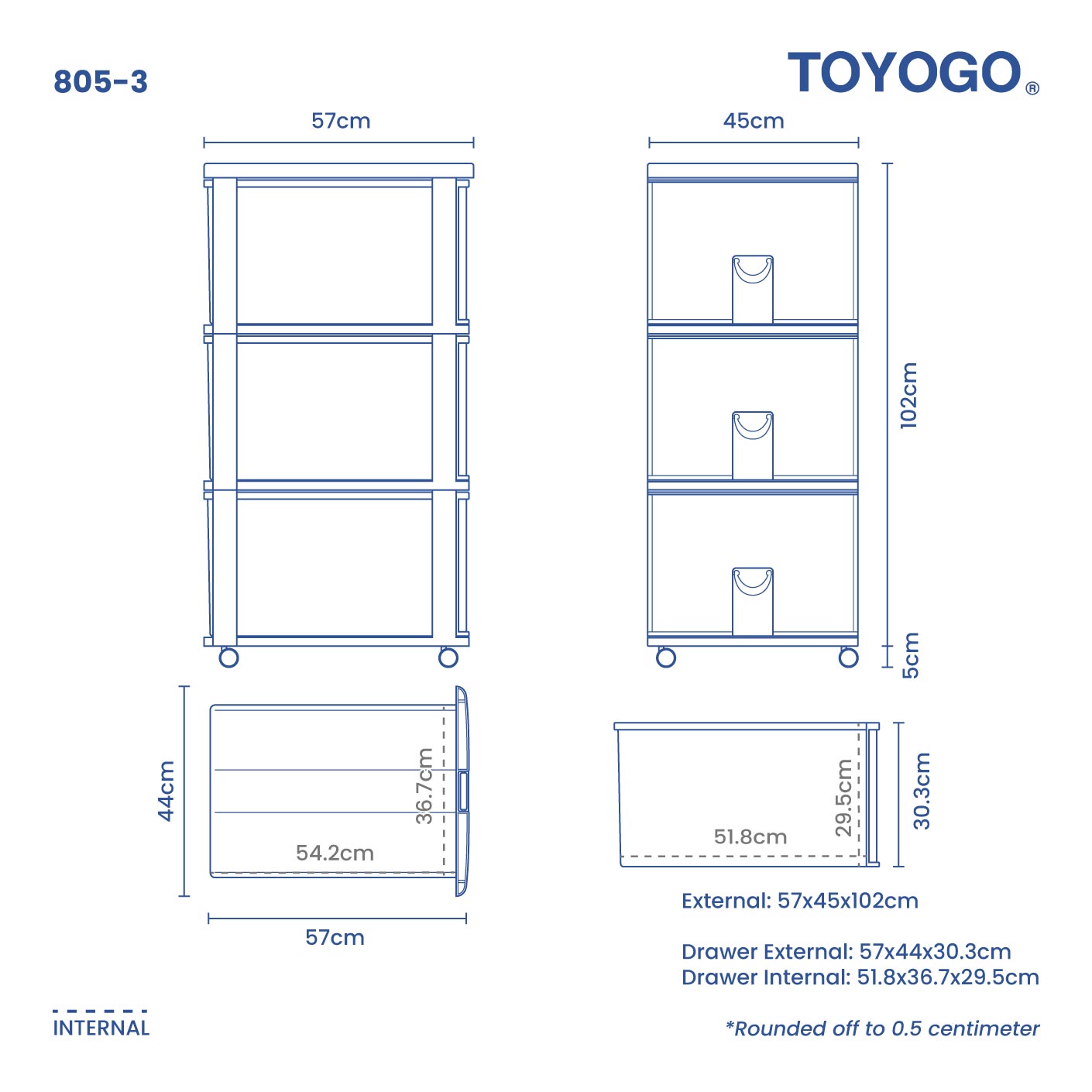 3 TIER TITANIC CABINET W WHL (805-3)