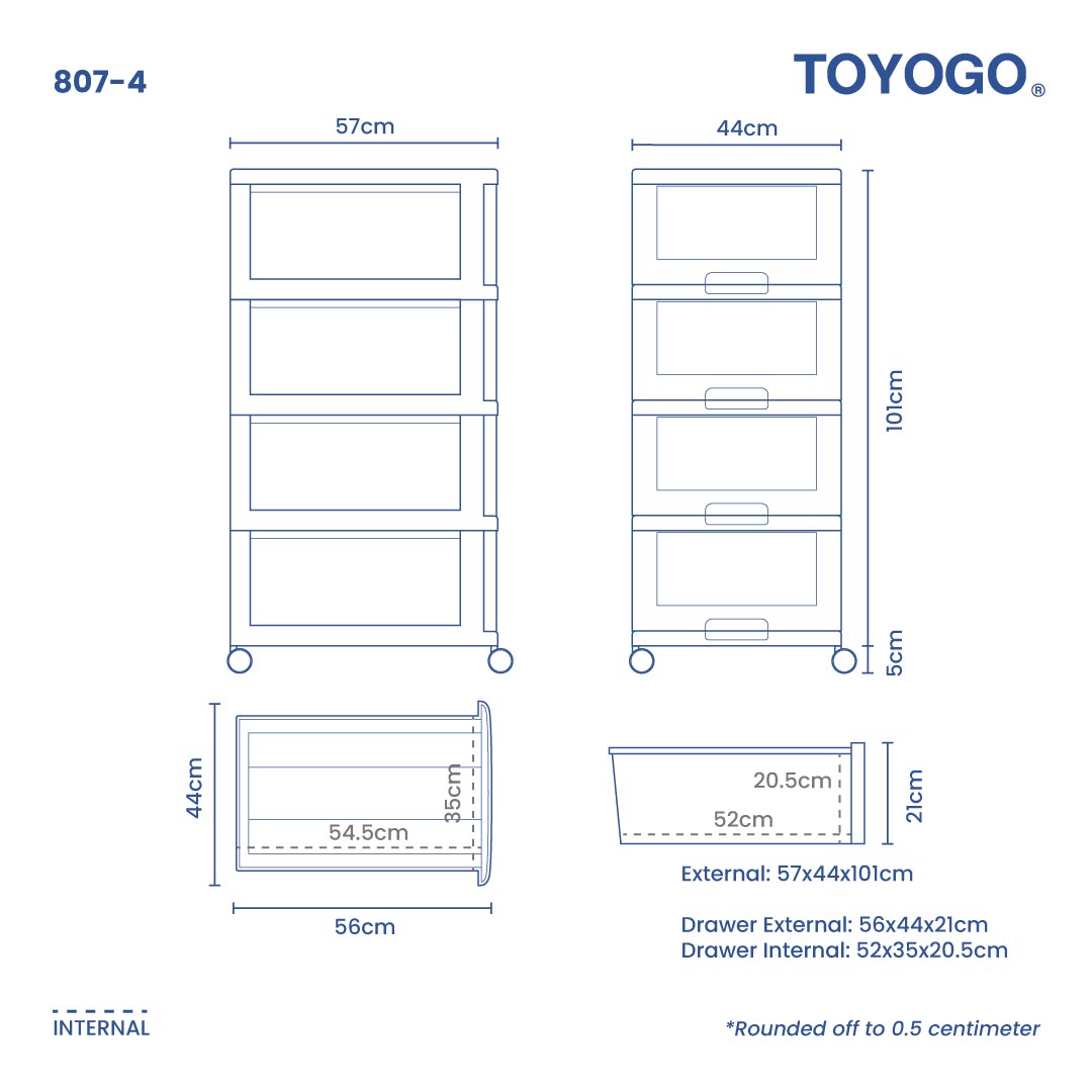 4 TIER MENTON DRAWER W/WHL (807-4)