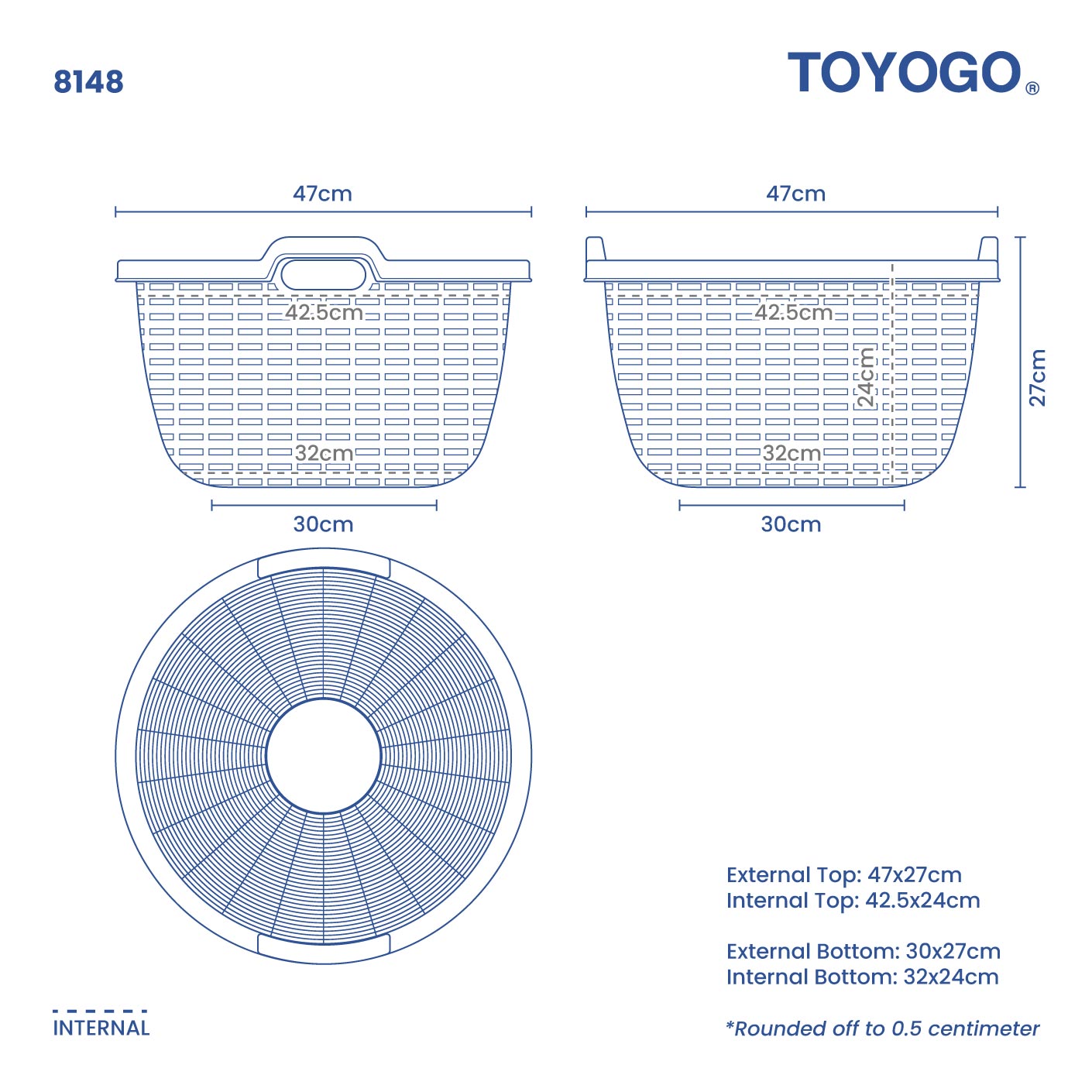 RODAN LAUNDRY BASKET(M) (8148)