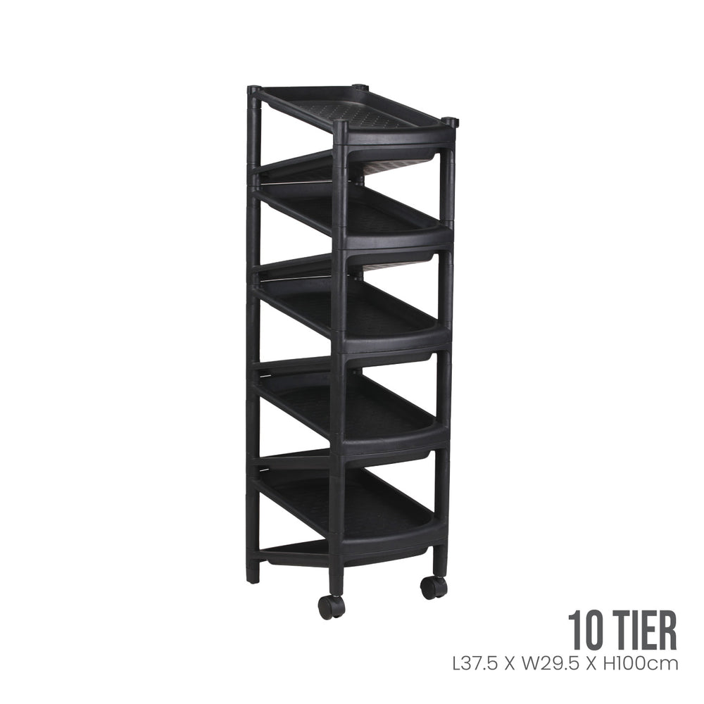10 TIER SINGLE SHOE RACK W/WHLS (831-10) | TOYOGO Singapore