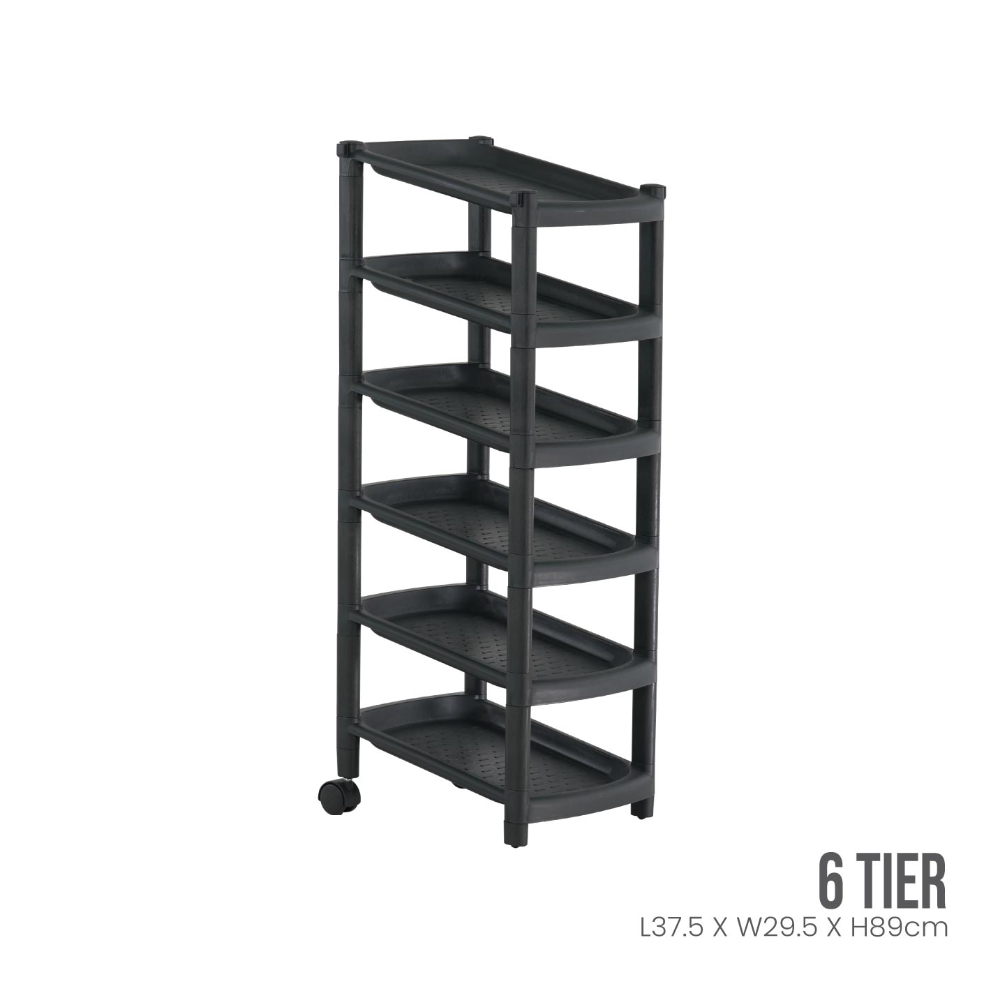 6 TIER SINGLE SHOE RACK W/2 WHLS (831-6)