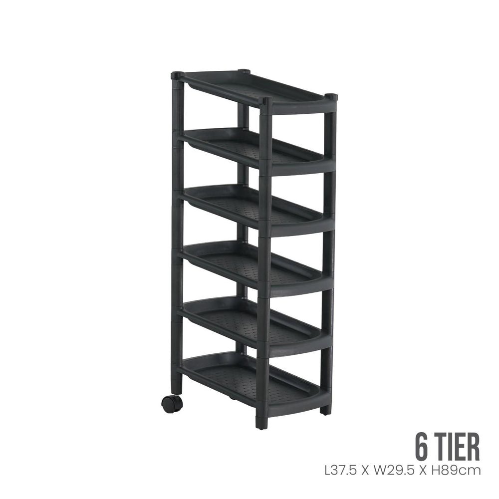 6 TIER SINGLE SHOE RACK W/2 WHLS (831-6) | TOYOGO Singapore