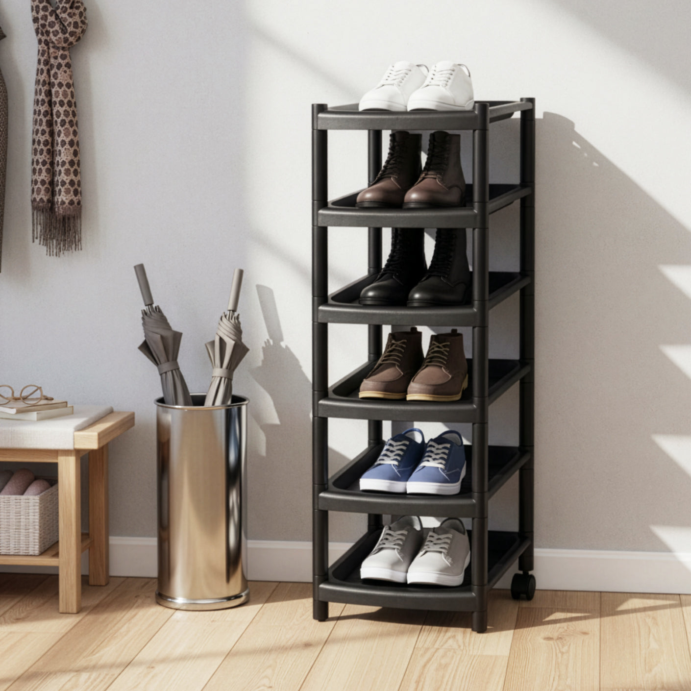 6 TIER SINGLE SHOE RACK W/2 WHLS (831-6) | TOYOGO Singapore