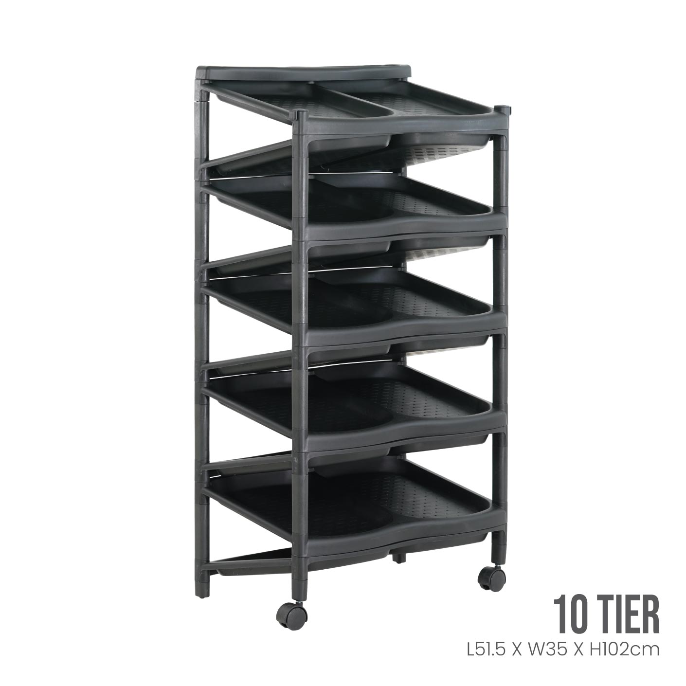 PASSO 10 TIER TWIN SHOE RACK W WHL (832-10)
