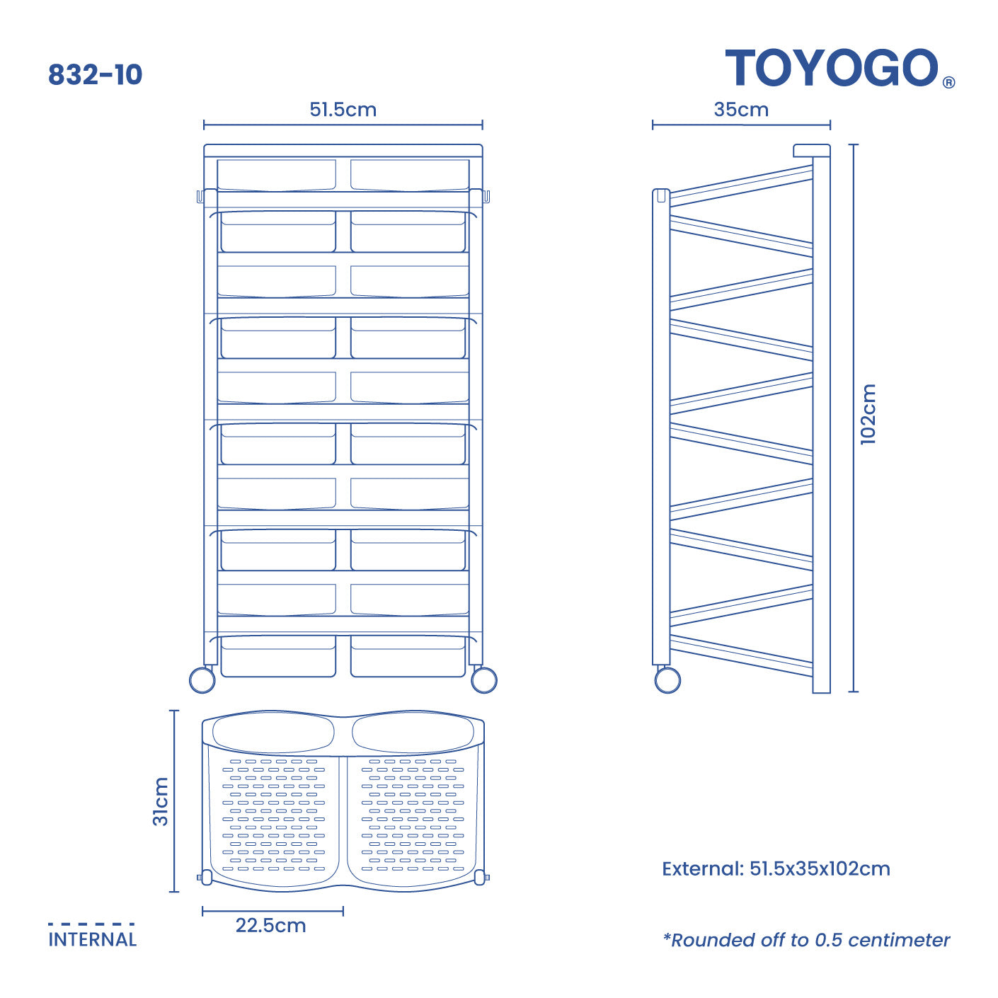 PASSO 10 TIER TWIN SHOE RACK W WHL (832-10)