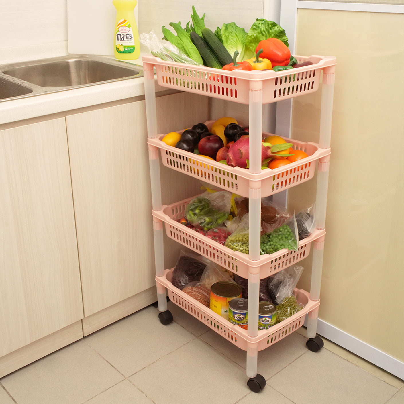 4 TIER BASKET TROLLEY (884-4)