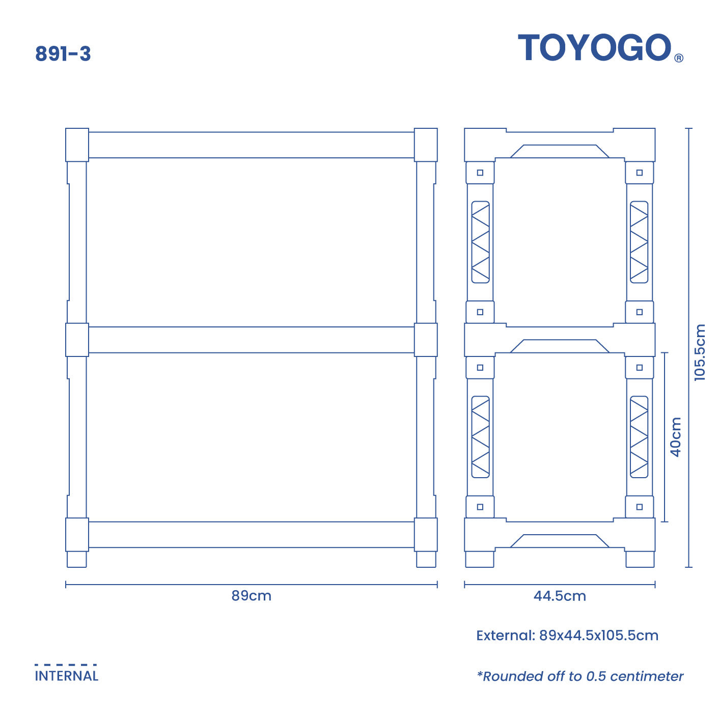TAKUMI 3 TIER DIY STORAGE SHELVING (891-3)