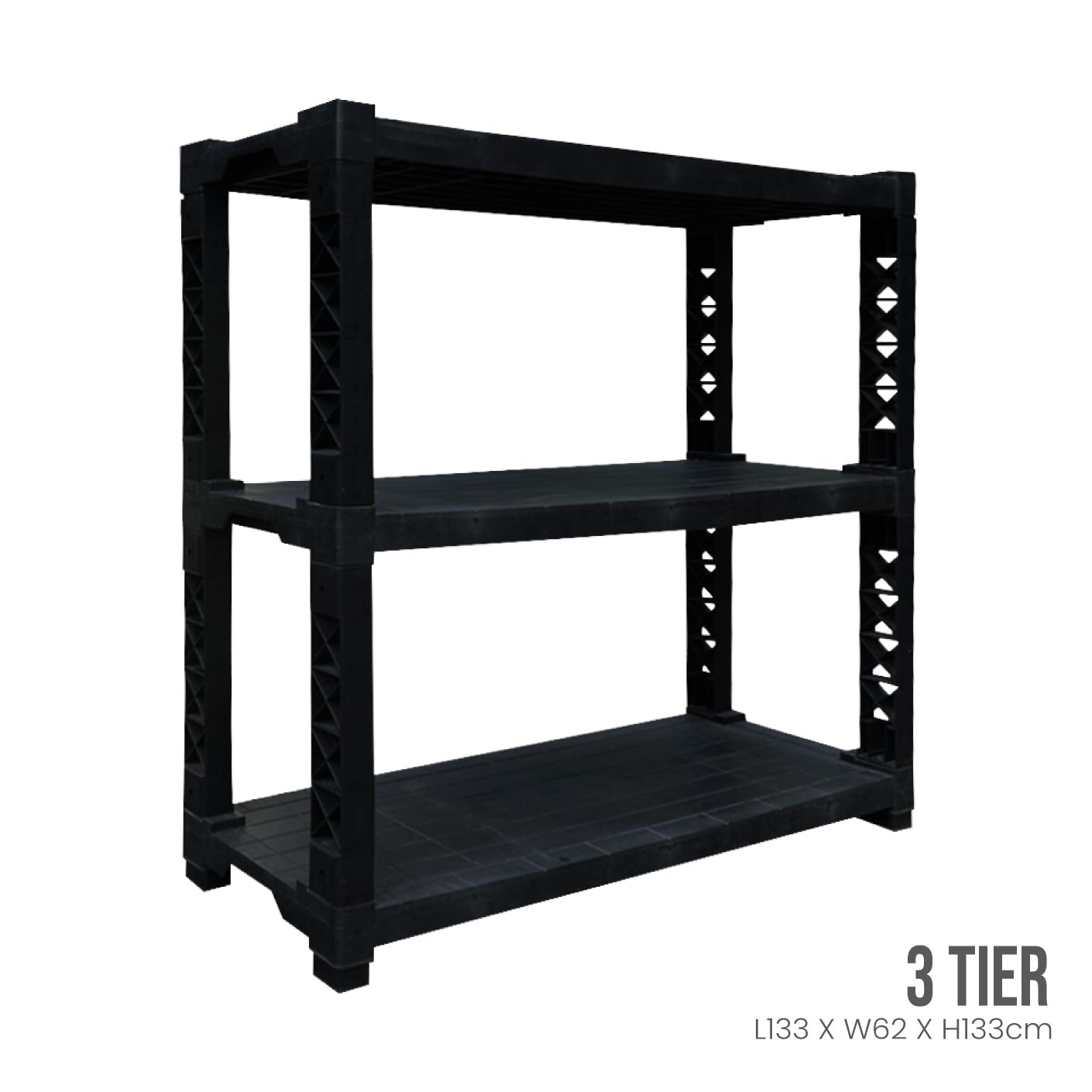 3 TIER H/SHELVING BLACK DIY (894-3)