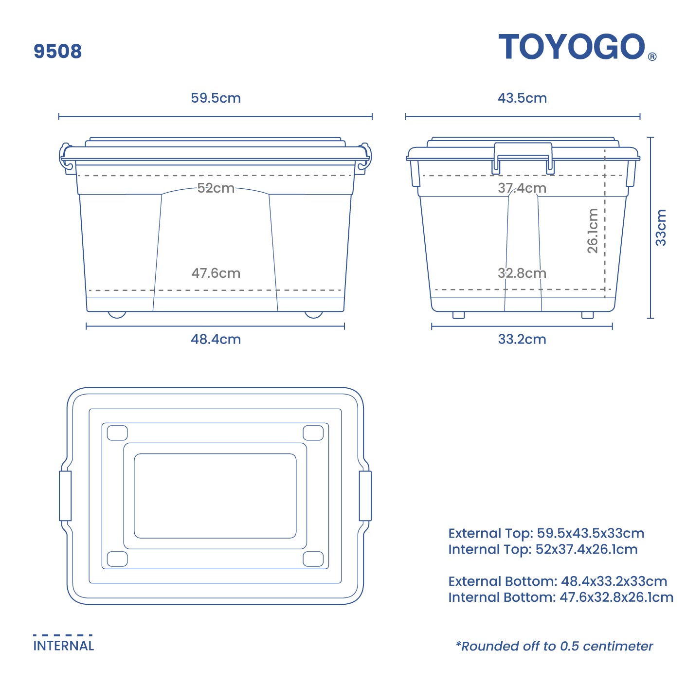 JIEPIN STORAGE BOX W/WHEELS(L) (9508) | TOYOGO Singapore – TOYOGO