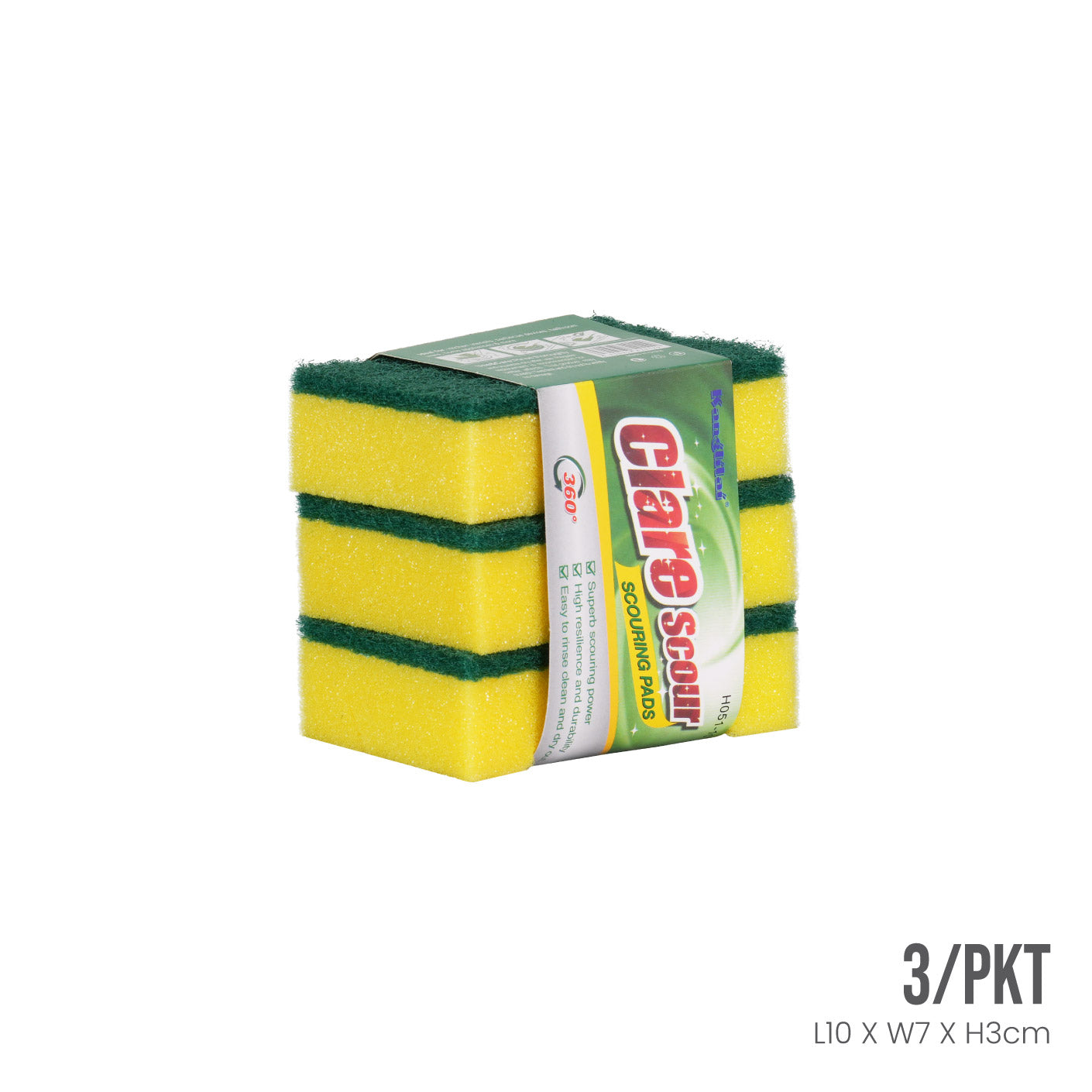 WASHING SPONGE PAD 3S PKT H051-10T (HFH1034)