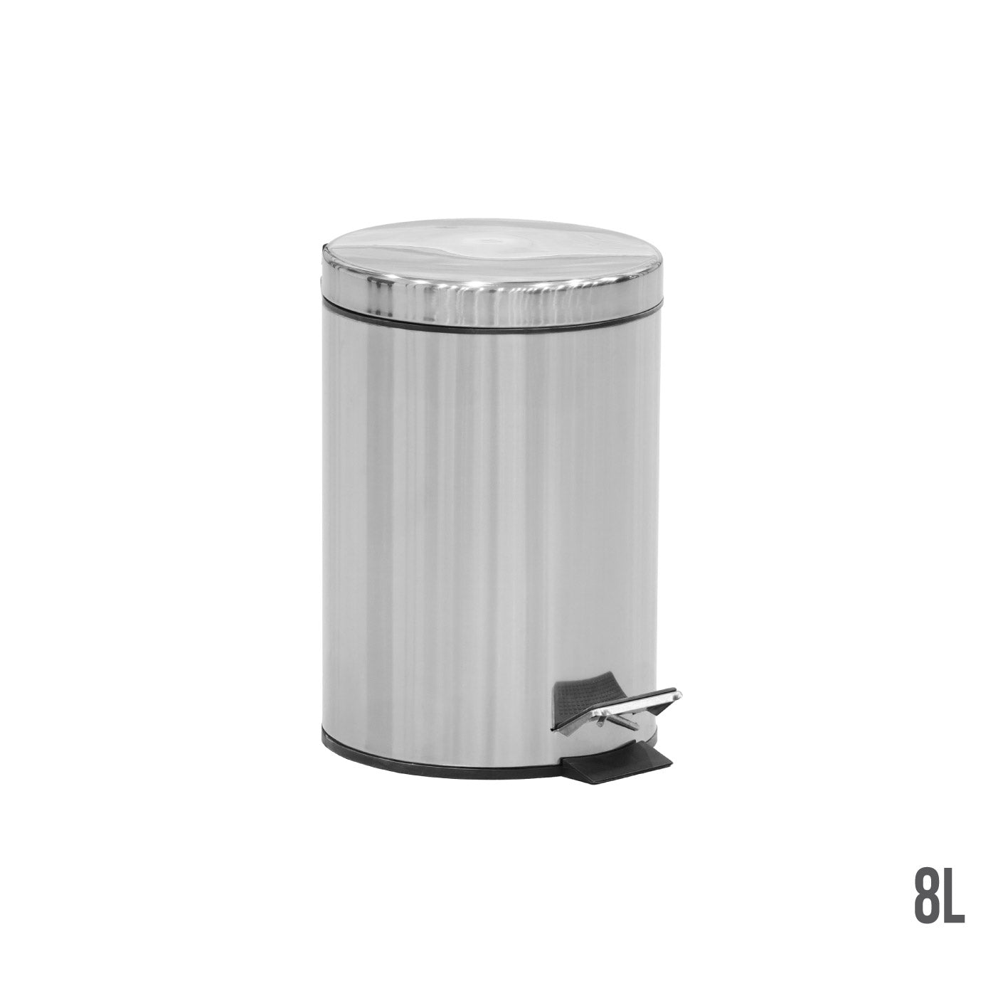 STEP DUSTBIN 8L SS RD FLAT TOP (HFH1333)