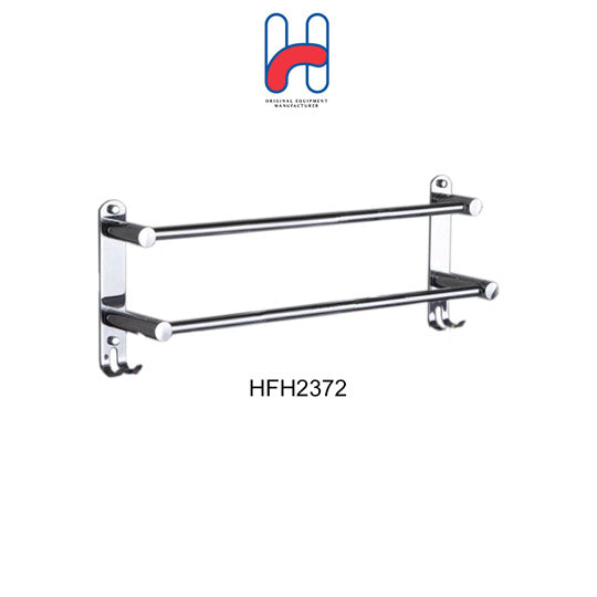 BATH TOWEL RACK 60CM 2 BAR PUNCH FREE (HFH2372)