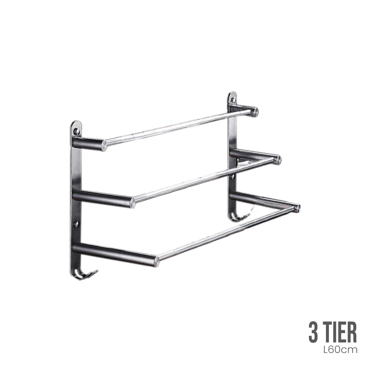 BATH TOWEL RACK 60CM 3 BAR PUNCH FREE (HFH2373)