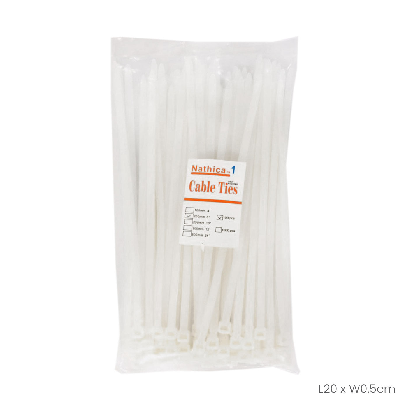CABLE TIE *5X200MM WHITE (HFH5430)