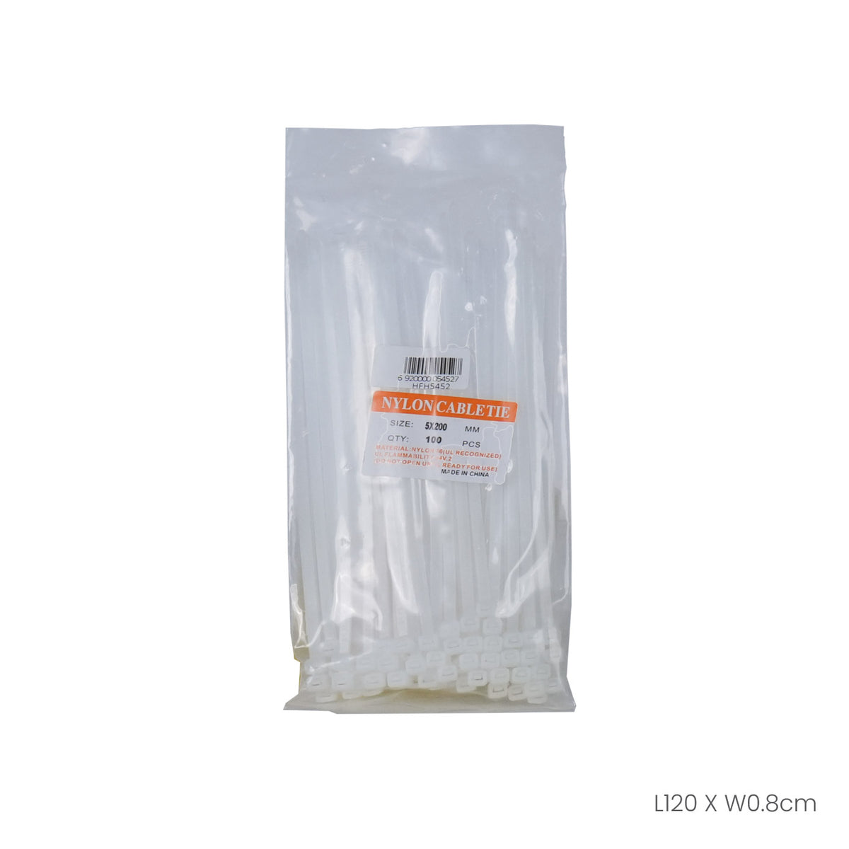 CABLE TIE 4.8X200MM WHITE (HFH5452-WHT)
