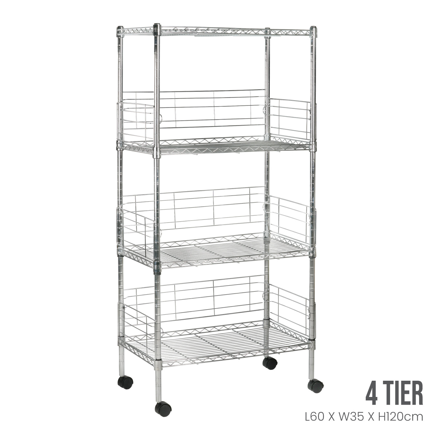 4 TIER SELF RACK W WHLS 600X350X1200MM B012 (HFH6845)