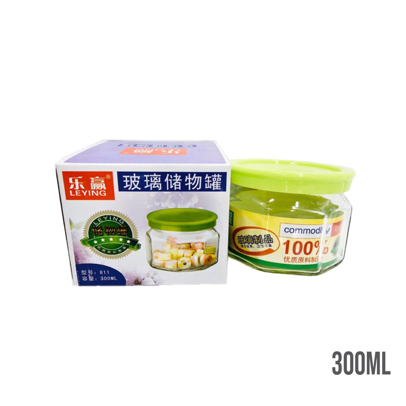 GLASS BOTTLE W LID 300ML 811 (HFH8773)