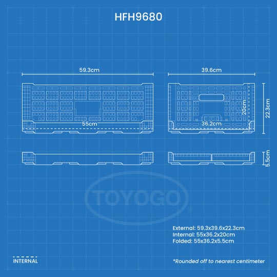 COLLAPSIBLE BASKET L592XW395XH223MM (HFH9680)