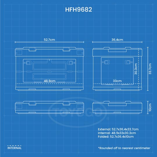 COLLAPSIBLE BOX W LID L525XW365XH338MM (HFH9682)