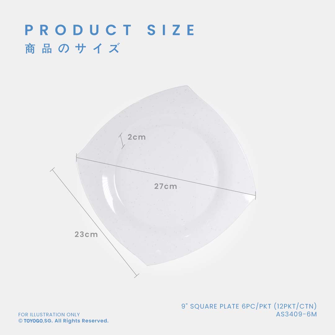 KANA 9INCH SQUARE PLATE 6S (AS3409-6)