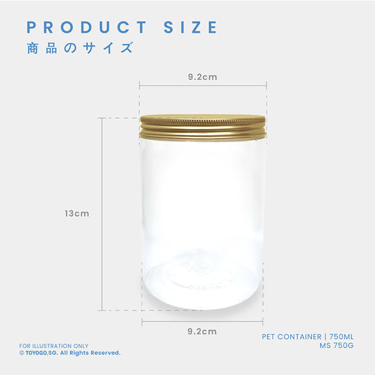 PET CONTAINER W/GOLD COL LID (MS750G-72)